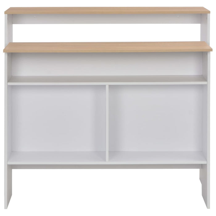 Tavolo Bar con 2 Piani d'Appoggio Bianco e Rovere 130x40x120cm 280220
