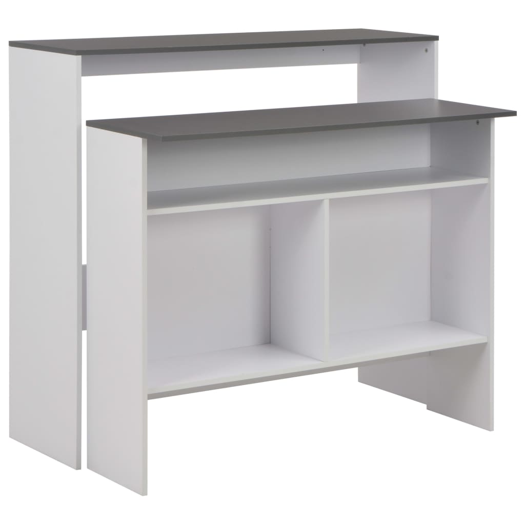 Tavolo da Bar a 2 Livelli Bianco e Grigio 130x40x120 cm cod mxl 62778