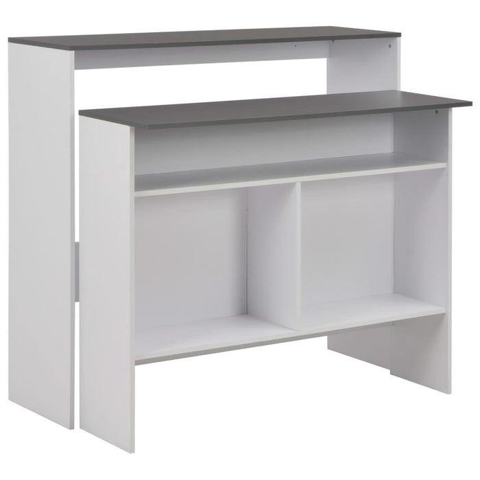 Tavolo da Bar a 2 Livelli Bianco e Grigio 130x40x120 cm cod mxl 62778