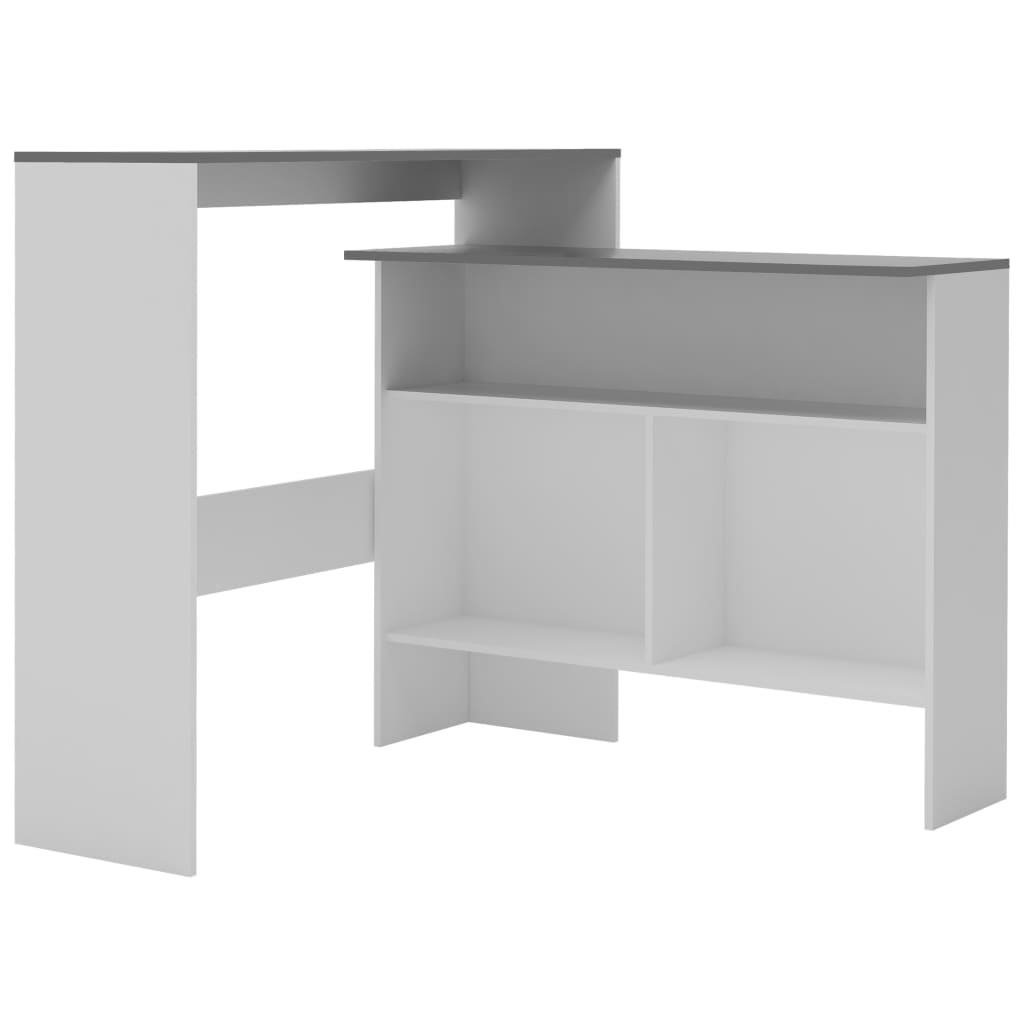 Tavolo da Bar a 2 Livelli Bianco e Grigio 130x40x120 cm cod mxl 62778