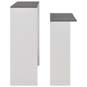 Tavolo Bar con 2 Piani d'Appoggio Bianco e Grigio 130x40x120cm 280221