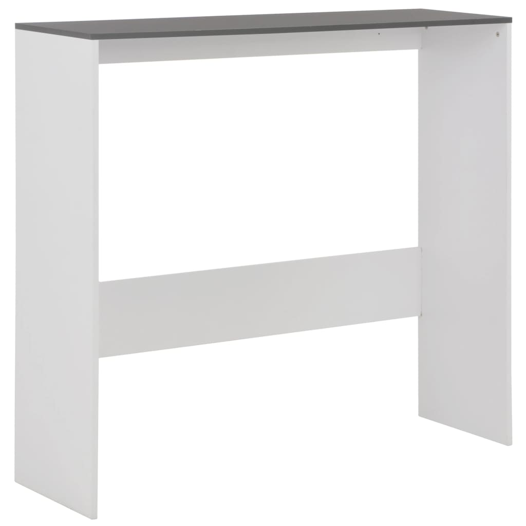 Tavolo Bar con 2 Piani d'Appoggio Bianco e Grigio 130x40x120cm 280221