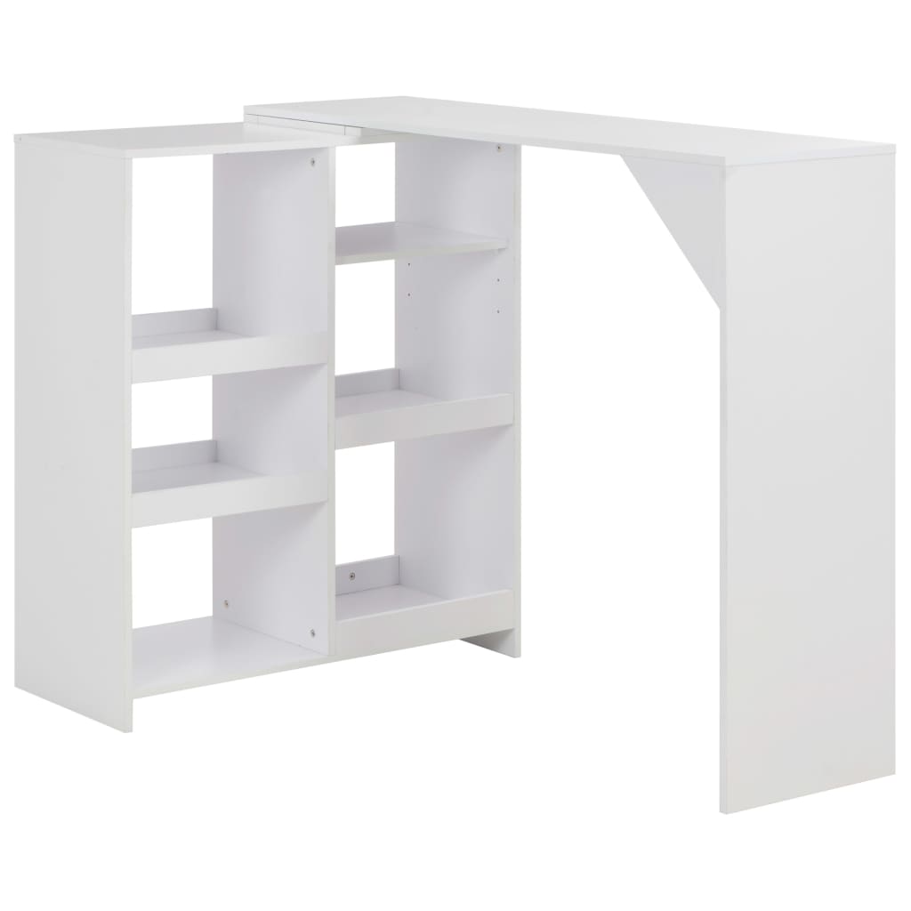 Tavolo da Bar con Scaffale Mobile Bianco 138x39x110 cm cod mxl 14715
