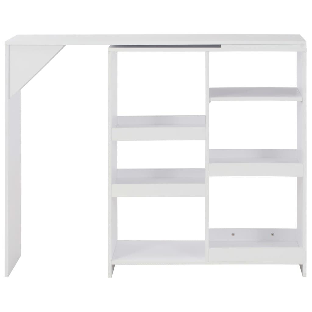 Tavolo da Bar con Scaffale Mobile Bianco 138x39x110 cm cod mxl 14715