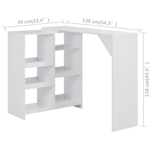 Tavolo da Bar con Scaffale Mobile Bianco 138x39x110 cm cod mxl 14715