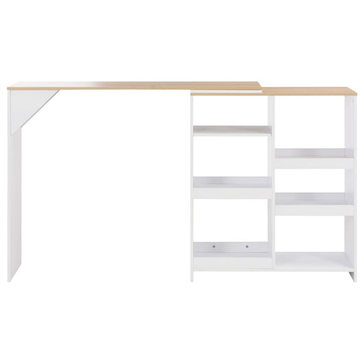 Tavolo da Bar con Scaffale Mobile Bianco 138x39x110 cm 280225