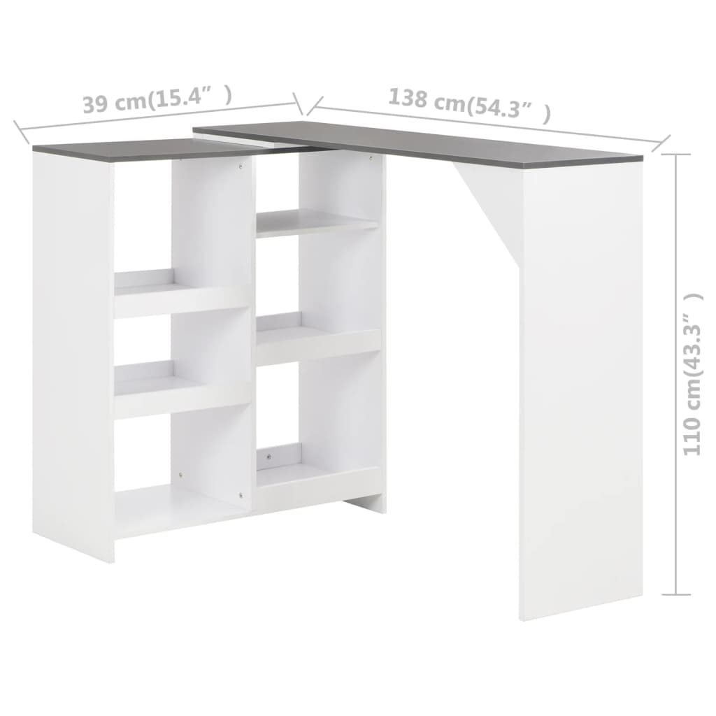 Tavolo da Bar con Scaffale Mobile Bianco 138x39x110 cm 280226