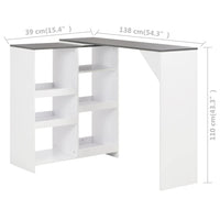 Tavolo da Bar con Scaffale Mobile Bianco 138x39x110 cm 280226