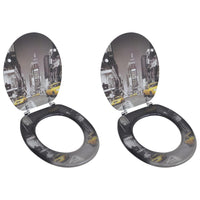 Tavolette WC con Coperchi 2 pz in MDF Design New York cod mxl 45244