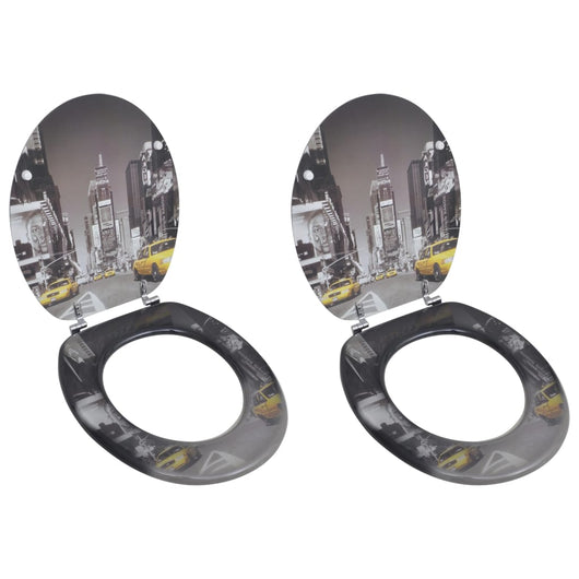 Tavolette WC con Coperchi 2 pz in MDF Design New York cod mxl 45244