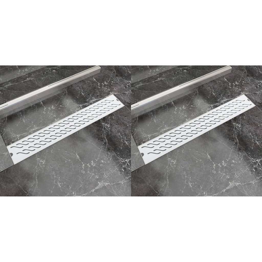 Scarico Doccia Lineare 2 pz Design Onda 730x140 mm Acciaio Inox cod mxl 49562