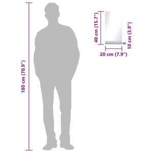 Specchio da Parete con Mensola 20x40 cm in Vetro Temperato 249433