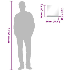 Specchio da Parete con Mensola 30x30 cm in Vetro Temperato 249434