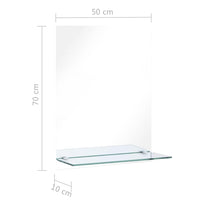 Specchio da Parete con Mensola-Specchio a Muro-Specchio Decorativo 50x70 cm in Vetro Temperato 236152