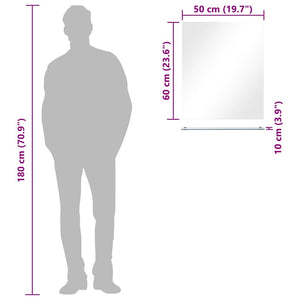 Specchio da Parete con Mensola 50x60 cm in Vetro Temperato 249441