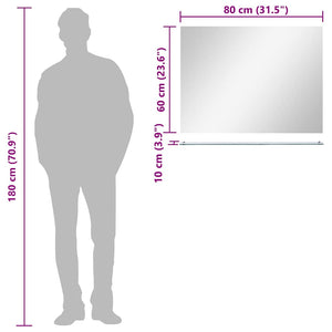 Specchio da Parete con Mensola-Specchio a Muro-Specchio Decorativo 80x60 cm in Vetro Temperato