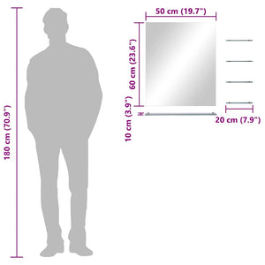 Specchio da Parete con 5 Mensole-Mensola con Specchio Argento 50x60 cm