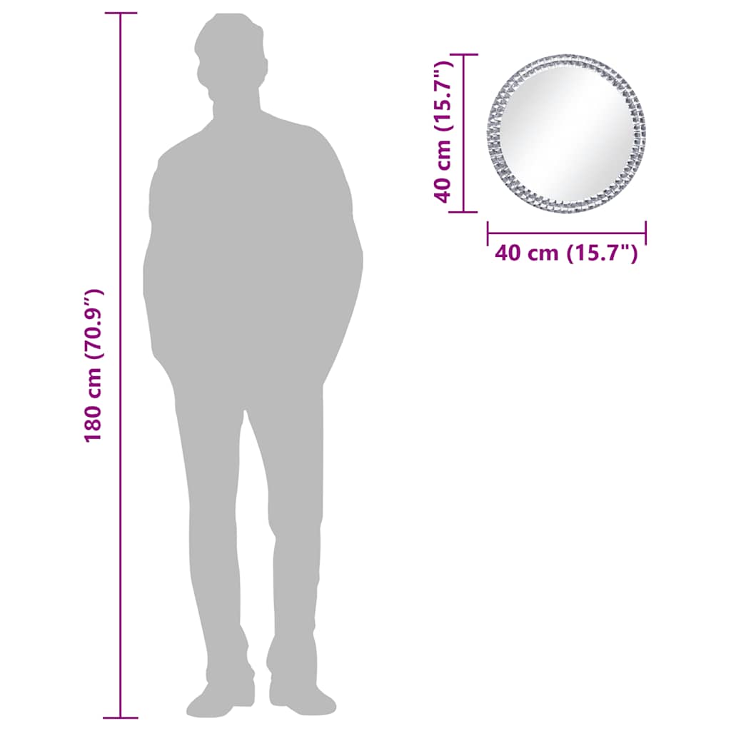 Specchio da Parete 40 cm in Vetro Temperato 249447