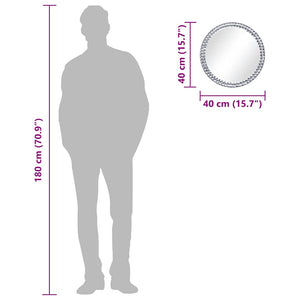 Specchio da Parete-Specchio a Muro-Specchio Decorativo 40 cm in Vetro Temperato