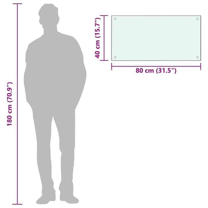 Paraschizzi per Cucina Bianco 80x40 cm in Vetro Temperato 249454