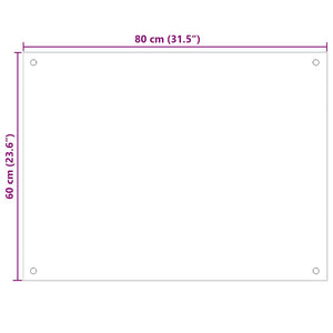 Paraschizzi per Cucina Bianco 80x60 cm in Vetro Temperato 249456