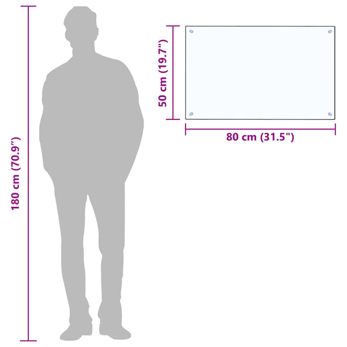 Paraschizzi per Cucina Trasparente 80x50 cm in Vetro Temperato 249470
