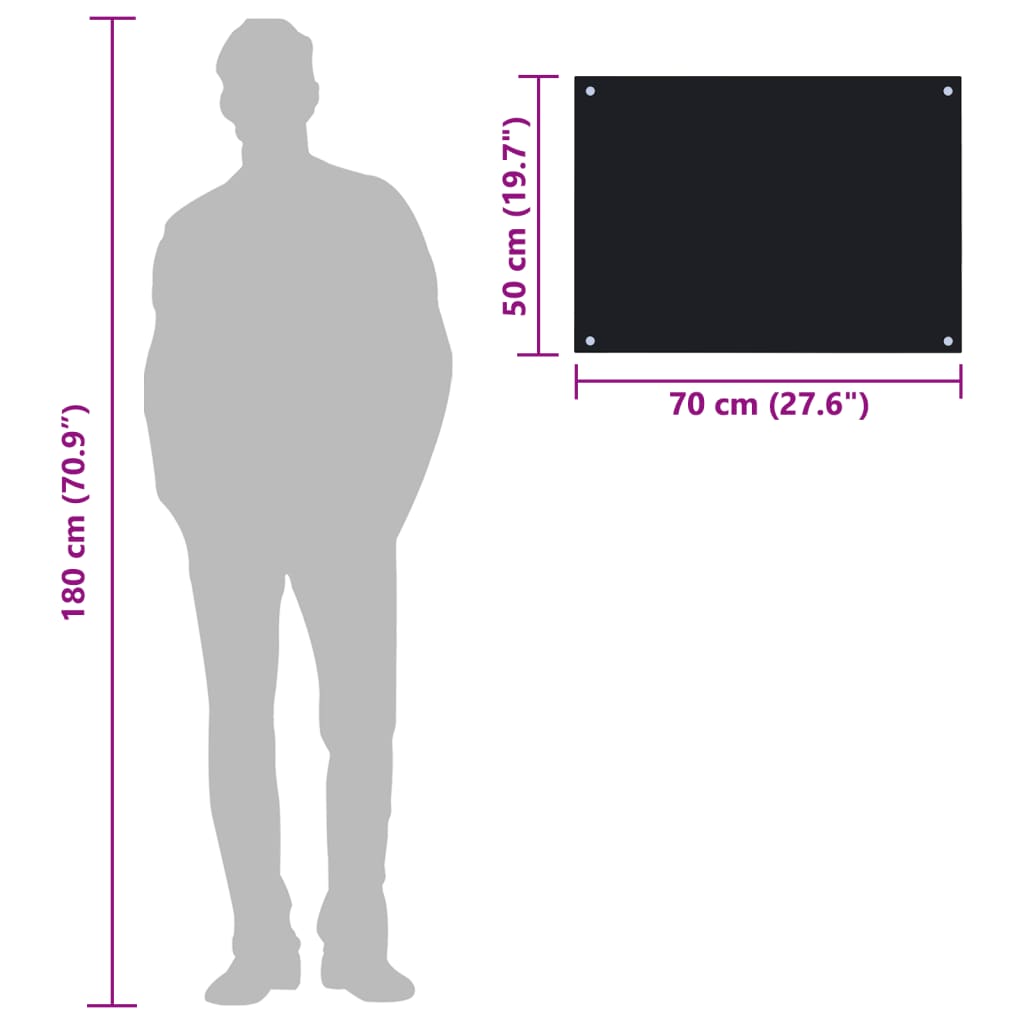 Paraschizzi per Cucina Nero 70x50 cm in Vetro Temperato 249482