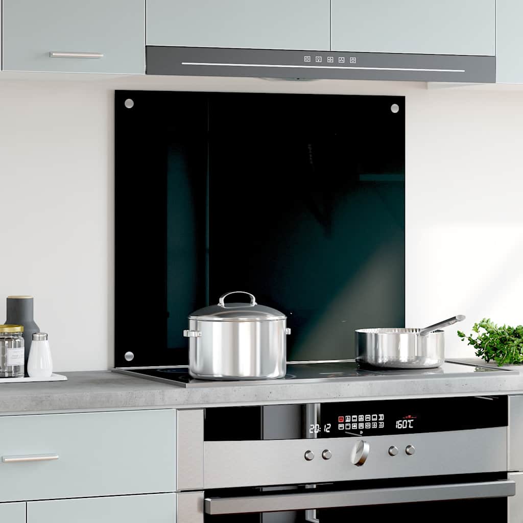Paraschizzi per Cucina-Protezione parete cucina Nero 70x60 cm in Vetro Temperato