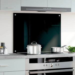 Paraschizzi per Cucina-Protezione parete cucina Nero 80x60 cm in Vetro Temperato