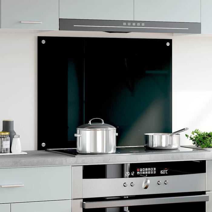 Paraschizzi per Cucina-Protezione parete cucina Nero 80x60 cm in Vetro Temperato