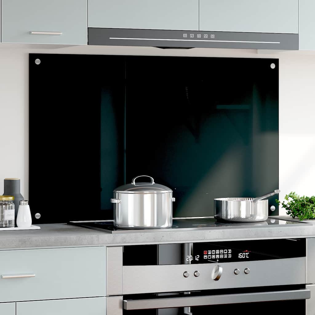 Paraschizzi per Cucina Nero 100x60 cm in Vetro Temperatocod mxl 97353