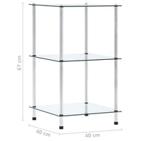 Scaffale a 3 Livelli Trasparente 40x40x67cm in Vetro Temperato 249504