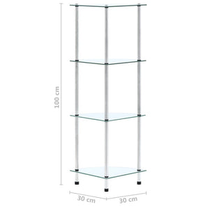 Scaffale a 4 Livelli Trasparente 30x30x100cm in Vetro Temperato 249515