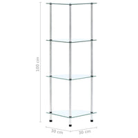 Scaffale a 4 Livelli Trasparente 30x30x100cm in Vetro Temperato cod mxl 25304