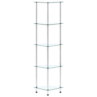 Scaffale a 5 Livelli Trasparente 30x30x130cm in Vetro Temperato
