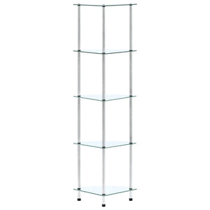 Scaffale a 5 Livelli Trasparente 30x30x130cm in Vetro Temperato