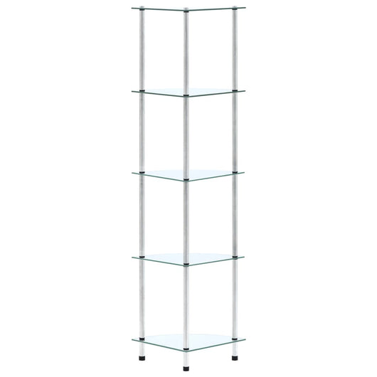 Scaffale a 5 Livelli Trasparente 30x30x130cm in Vetro Temperato