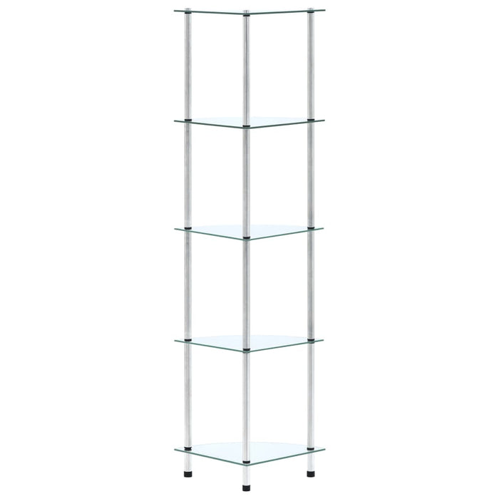 Scaffale a 5 Livelli Trasparente 30x30x130cm in Vetro Temperato 249516