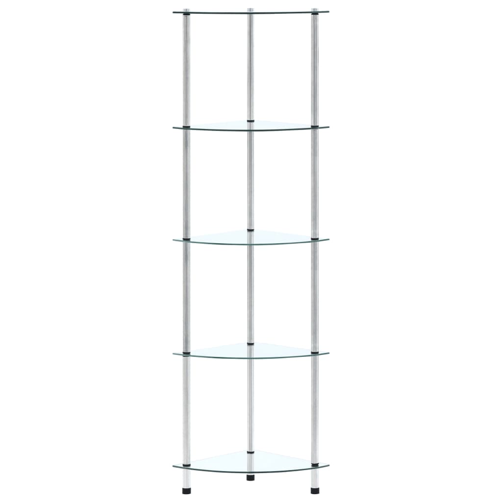Scaffale a 5 Livelli Trasparente 30x30x130cm in Vetro Temperato