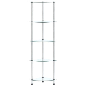 Scaffale a 5 Livelli Trasparente 30x30x130cm in Vetro Temperato