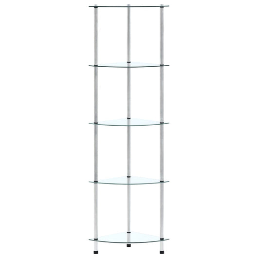 Scaffale a 5 Livelli Trasparente 30x30x130cm in Vetro Temperato 249516