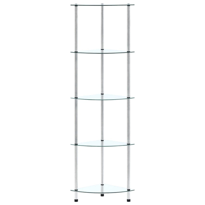 Scaffale a 5 Livelli Trasparente 30x30x130cm in Vetro Temperato 249516
