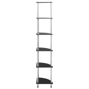 Scaffale a 6 Livelli Nero 30x30x160 cm Vetro Temperato cod mxl 104505