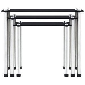 Tavolini Impilabili 3 pz Neri in Vetro Temperato cod mxl 12227