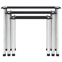 Tavolini Impilabili 3 pz Neri in Vetro Temperato 249527