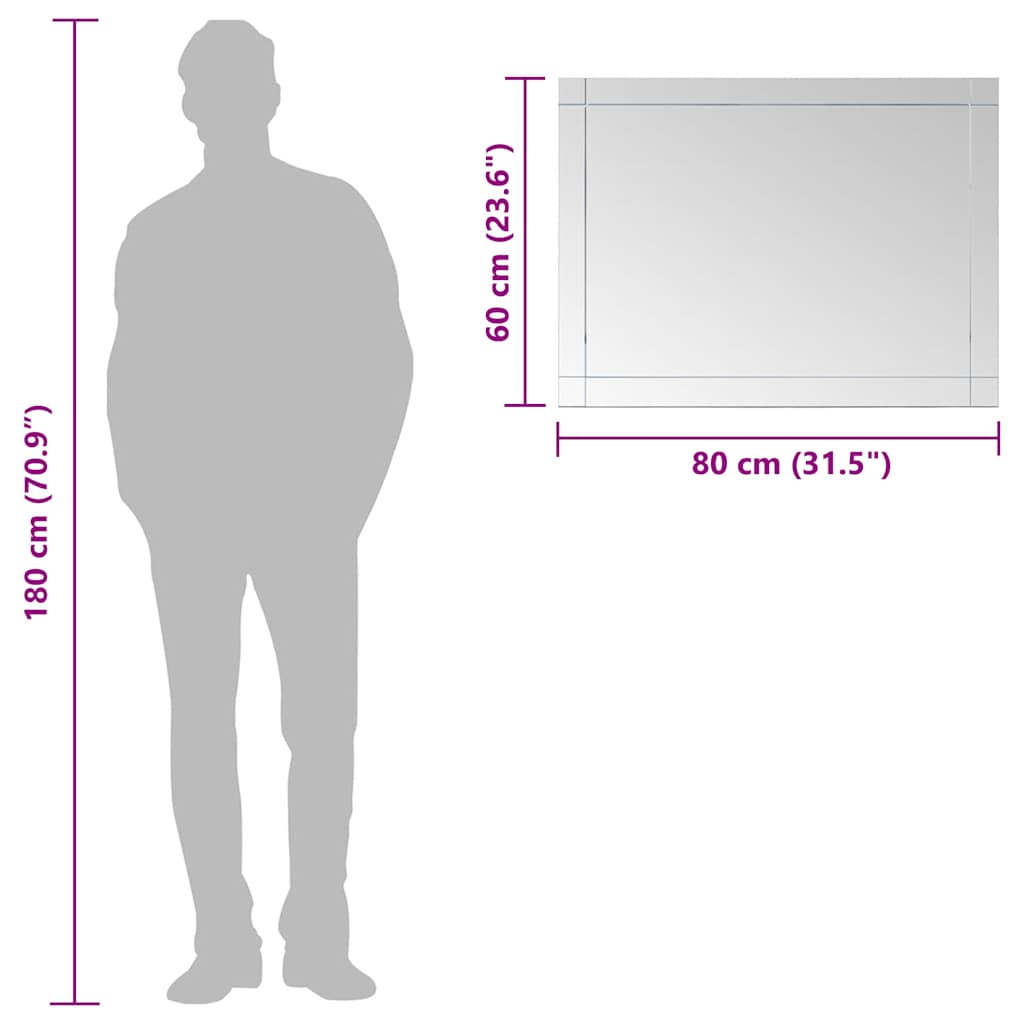 Specchio da Parete-Specchio a Muro-Specchio Decorativo 80x60 cm in Vetro