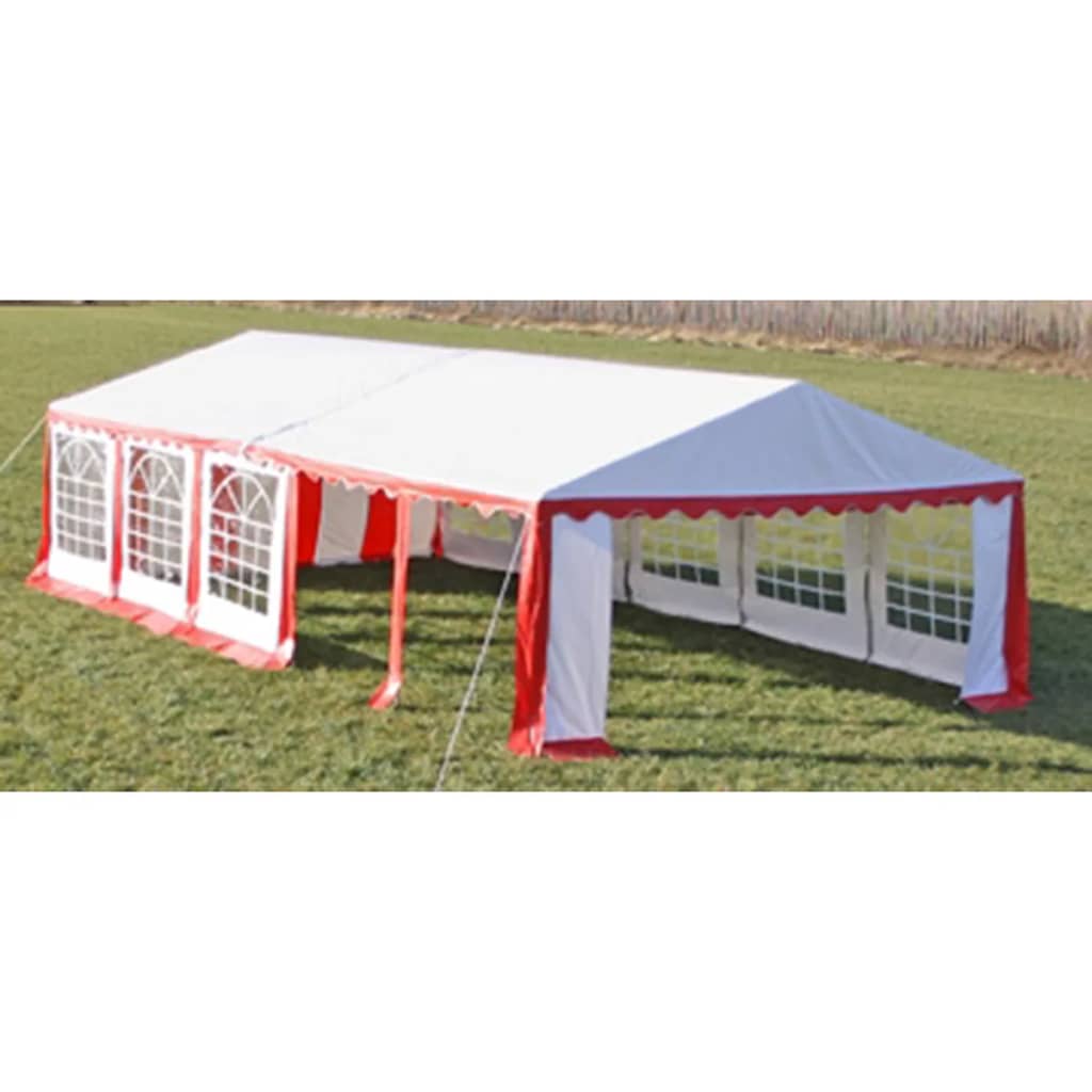 Tetto e pareti di gazebo da festa 10 x 5 m Rosso & Bianco 40157
