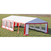 Tetto e pareti di gazebo da festa 10 x 5 m Rosso & Bianco 40157