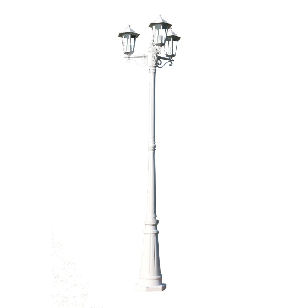 Lampione da Giardino-Lampada da giardino a 3 Bracci 215 cm in Alluminio Bianco