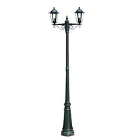 Lampione da Giardino-Lampada da giardino 2 Bracci 215 cm Verde Scuro/Nero Alluminio